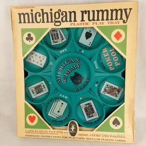 Vintage Transogram 1960s Michigan Rummy Kitty Game Plastic Play Tray In Box